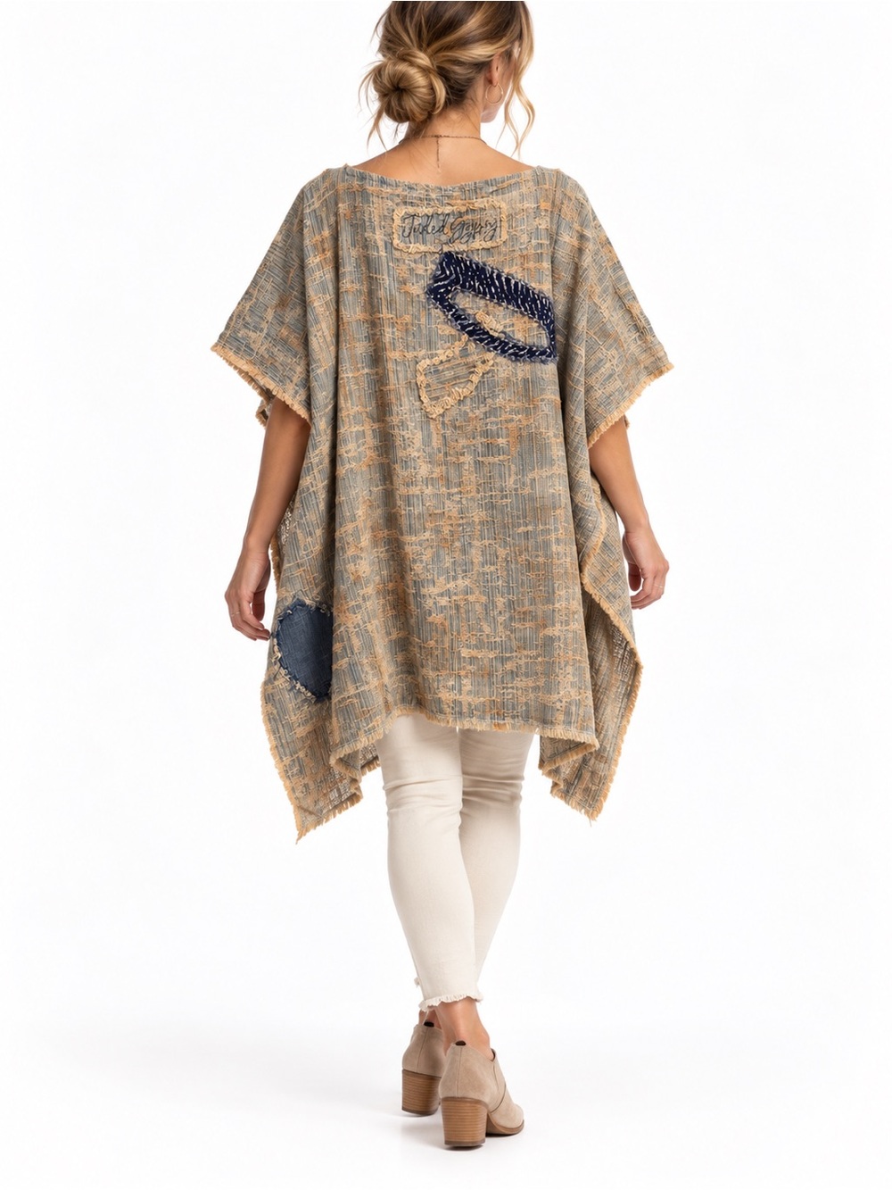 Jaded Gypsy Walk On By Poncho High Low Lace Patchwork Boho One Size - Picture 5 of 10